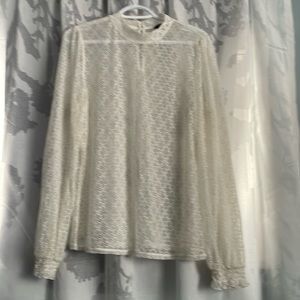 RW&CO. Ivory Lace Long Sleeve Blouse